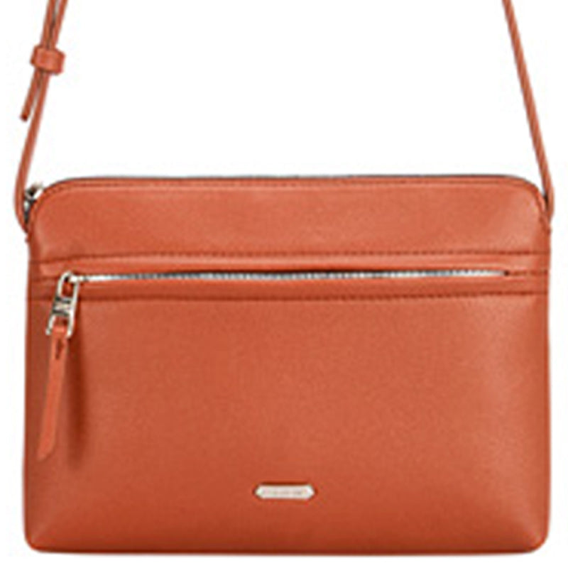 (a9) David Jones Orange Faux Leather Crossbody Shoulder Bag