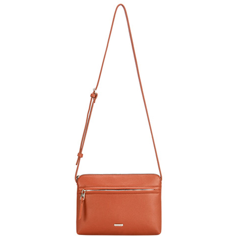 (a9) David Jones Orange Faux Leather Crossbody Shoulder Bag