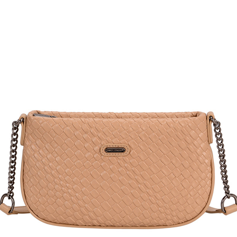 (a9) David Jones Camel Faux Leather Crossbody Shoulder Bag