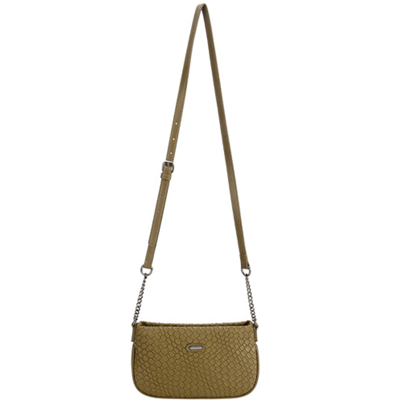 (a9) David Jones Olive Faux Leather Crossbody Shoulder Bag