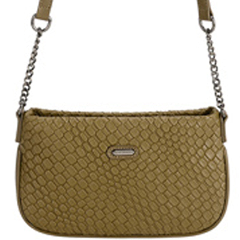 (a9) David Jones Olive Faux Leather Crossbody Shoulder Bag