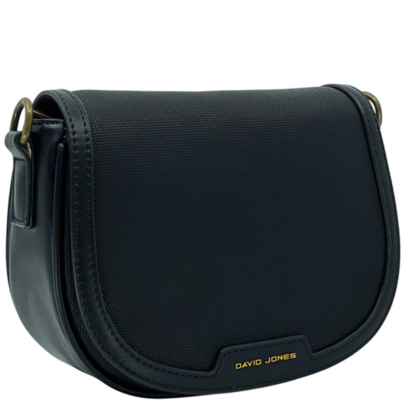 (a8) David Jones Black Faux Leather Crossbody Shoulder Bag