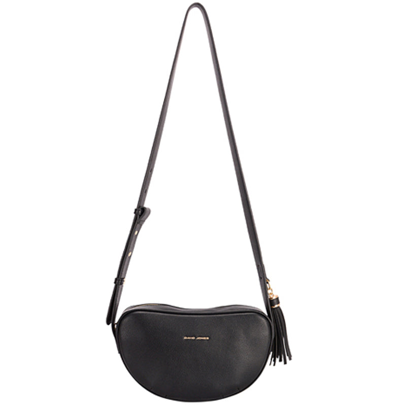 (a4) David Jones Black Faux Leather Crossbody Shoulder Bag