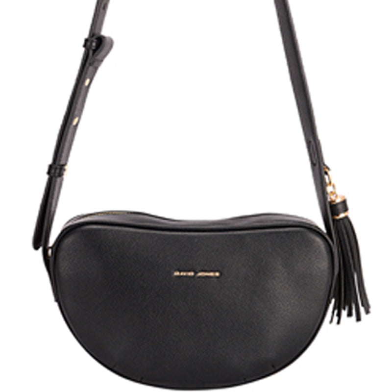 (a4) David Jones Black Faux Leather Crossbody Shoulder Bag