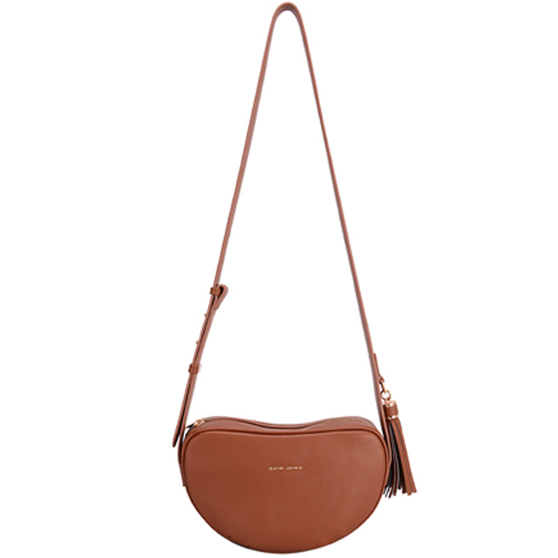 (a4) David Jones Brown Faux Leather Crossbody Shoulder Bag