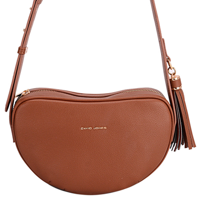 (a4) David Jones Brown Faux Leather Crossbody Shoulder Bag