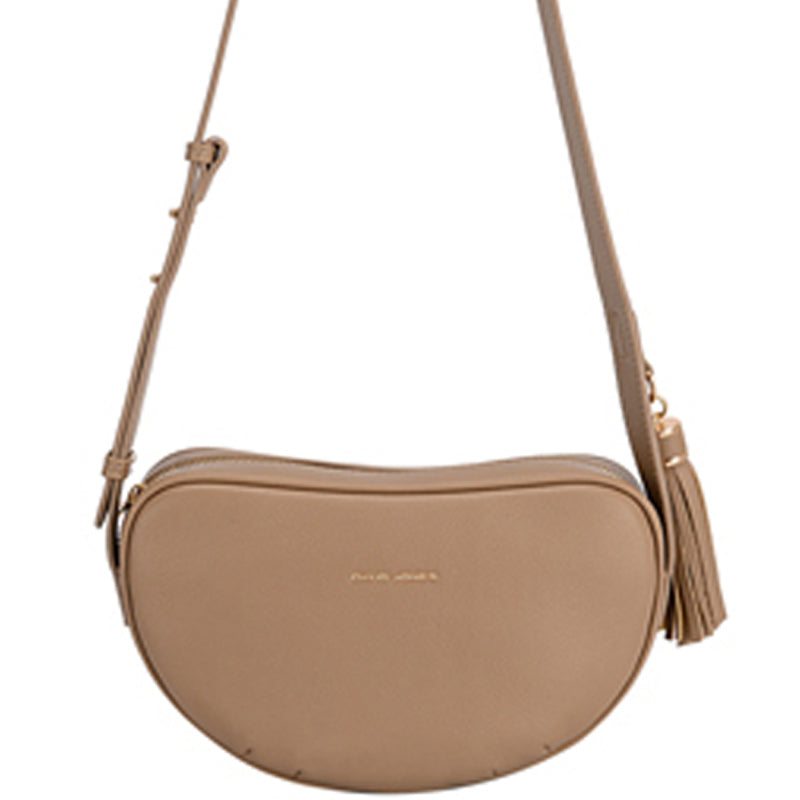 (a4) David Jones Camel Faux Leather Crossbody Shoulder Bag