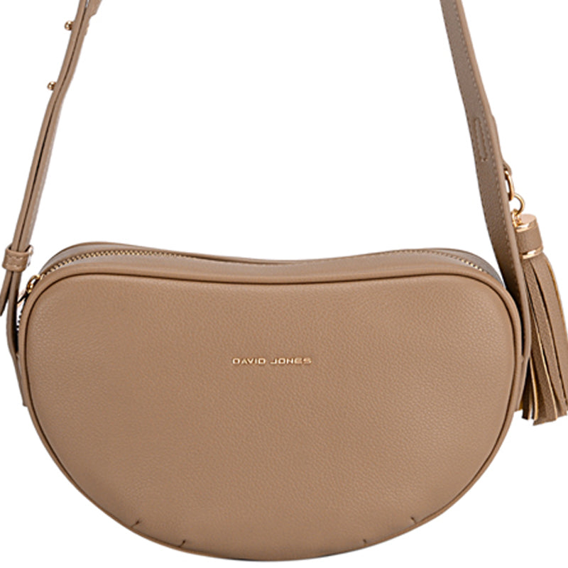 (a4) David Jones Camel Faux Leather Crossbody Shoulder Bag