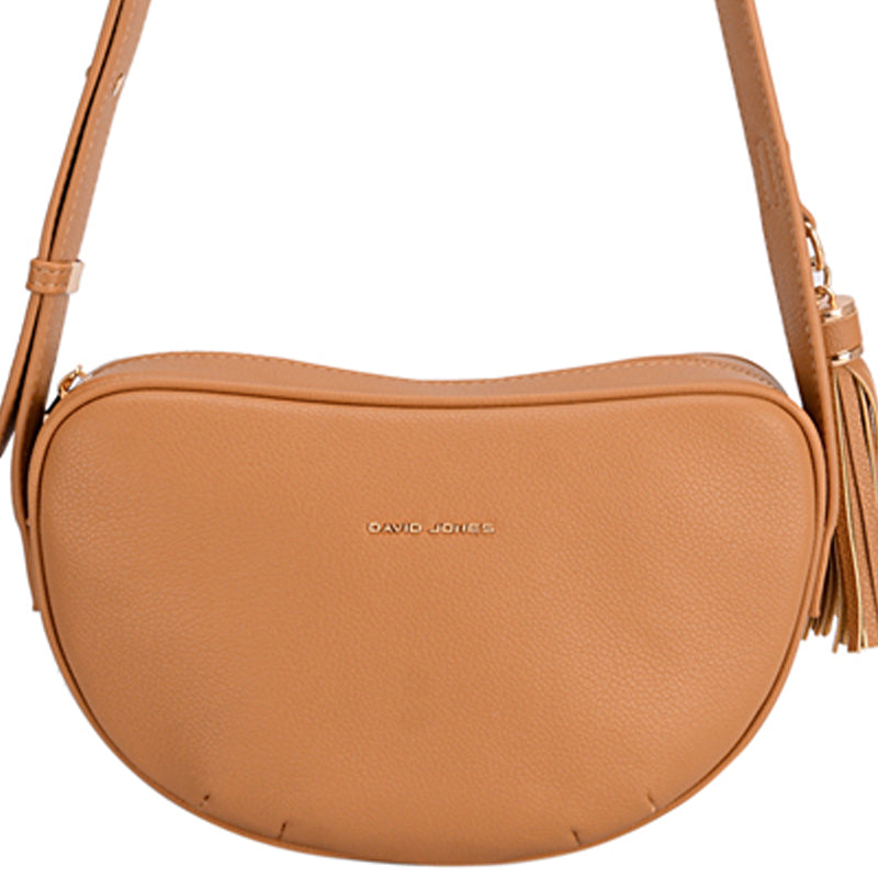 (a4) David Jones Tan Faux Leather Crossbody Shoulder Bag