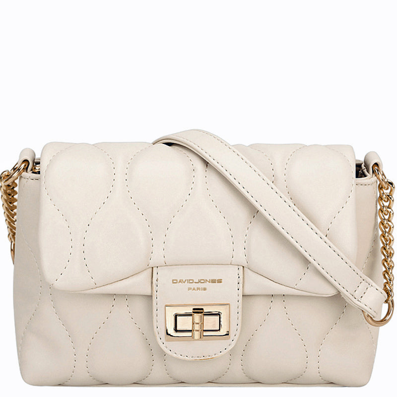 (a) David Jones Creamy White Faux Leather Crossbody Shoulder Bag