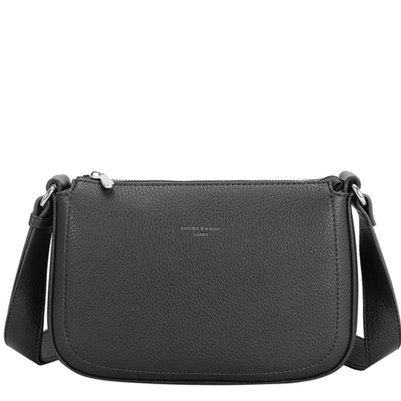 (a3) David Jones Black Faux Leather Crossbody Shoulder Bag