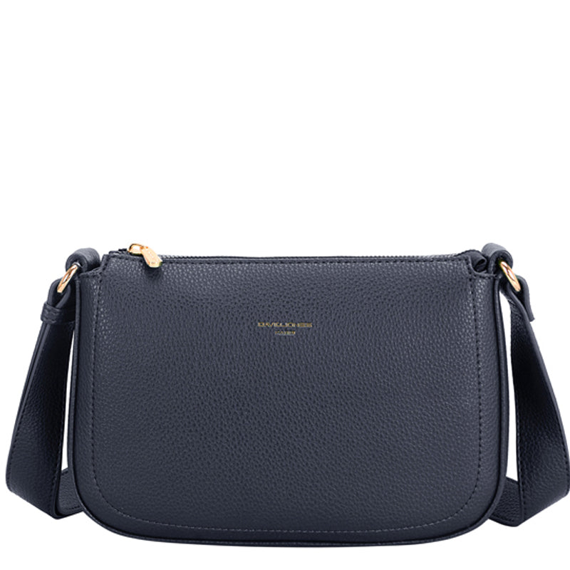 (a3) David Jones Navy Blue Faux Leather Crossbody Shoulder Bag