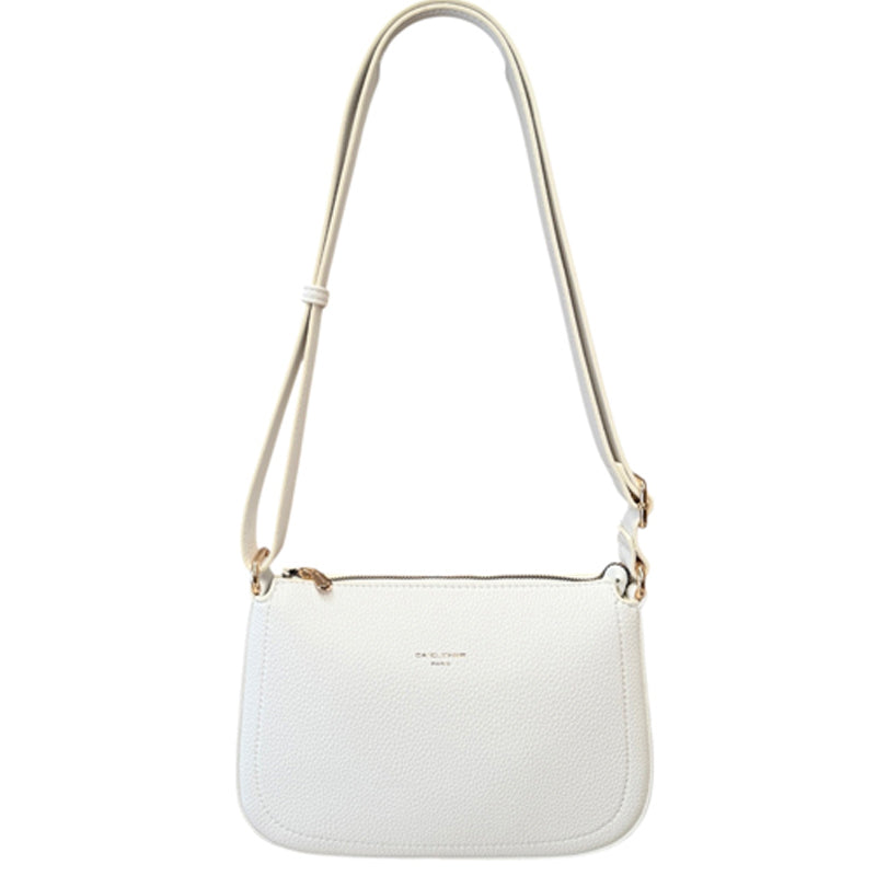 (a3) David Jones White Faux Leather Crossbody Shoulder Bag