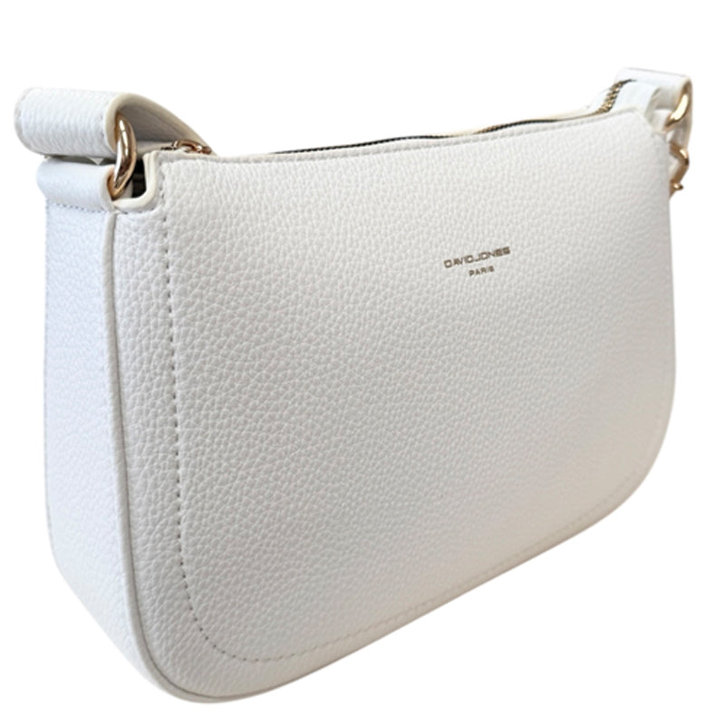 (a3) David Jones White Faux Leather Crossbody Shoulder Bag