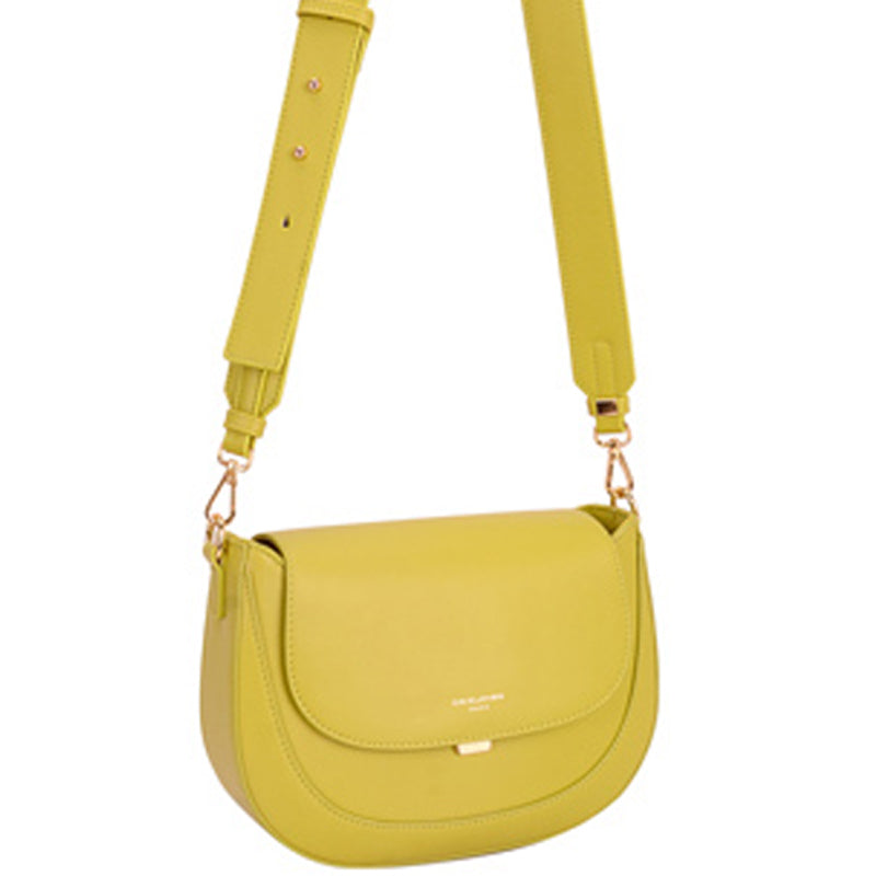 (a6) David Jones Mustard Faux Leather Crossbody Shoulder Bag