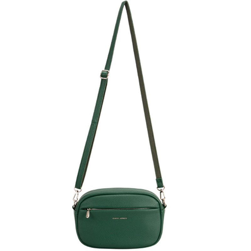 (a7) David Jones Green Faux Leather Crossbody Shoulder Bag