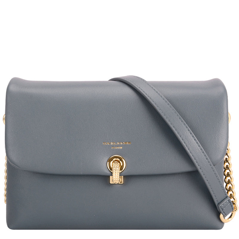 (a1) David Jones Grey Faux Leather Crossbody Shoulder Bag