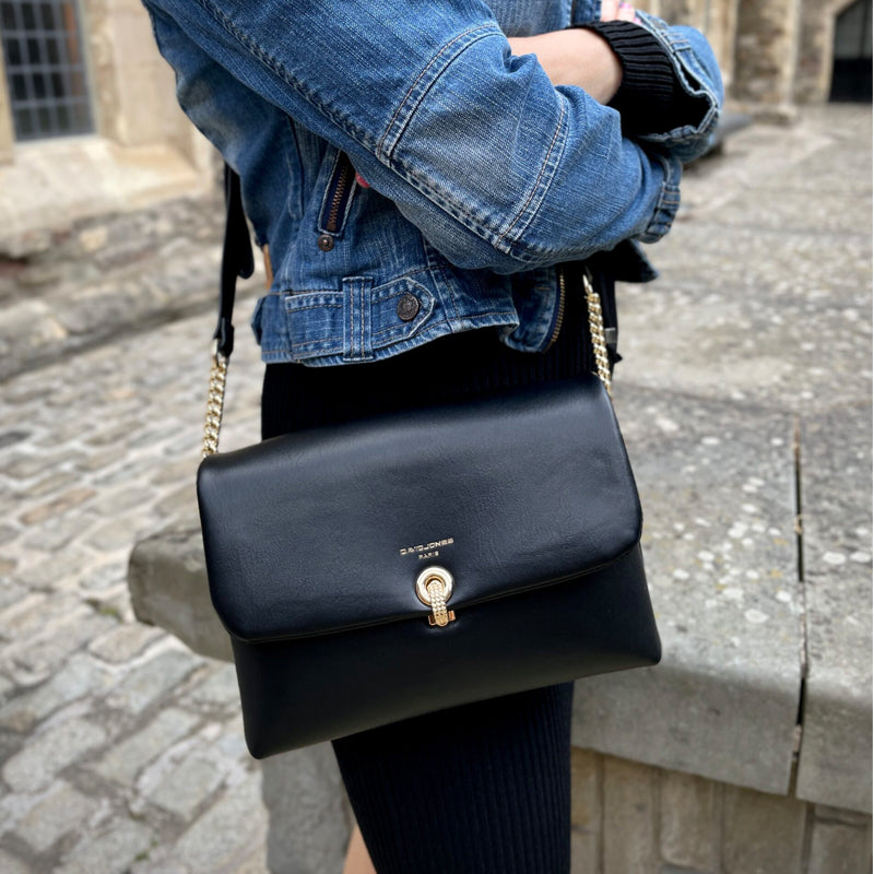 (a1) David Jones Red Faux Leather Crossbody Shoulder Bag