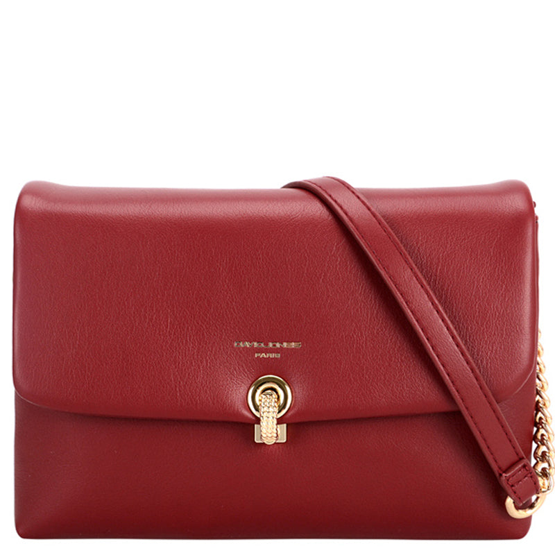 (a1) David Jones Red Faux Leather Crossbody Shoulder Bag