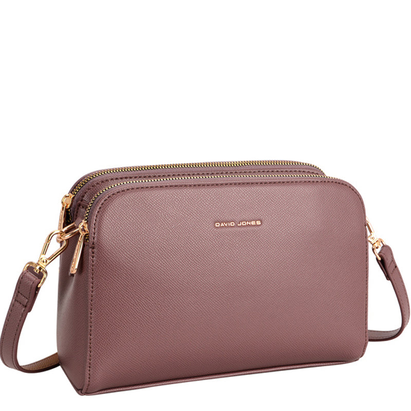 (a6) David Jones Dusky Pink Faux Leather Crossbody Shoulder Bag