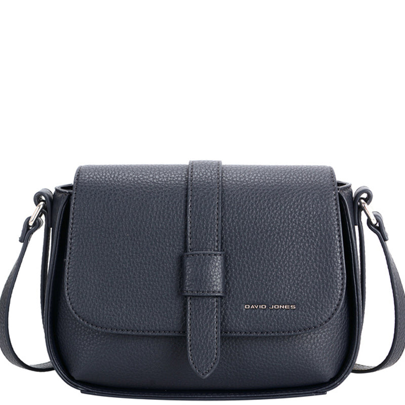 (a4) David Jones Navy Blue Faux Leather Crossbody Shoulder Bag