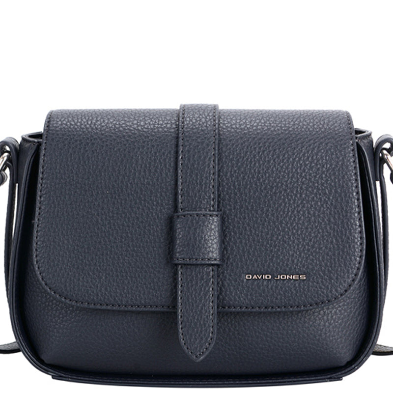 (a4) David Jones Navy Blue Faux Leather Crossbody Shoulder Bag