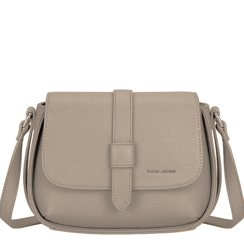 (a4) David Jones Taupe Faux Leather Crossbody Shoulder Bag