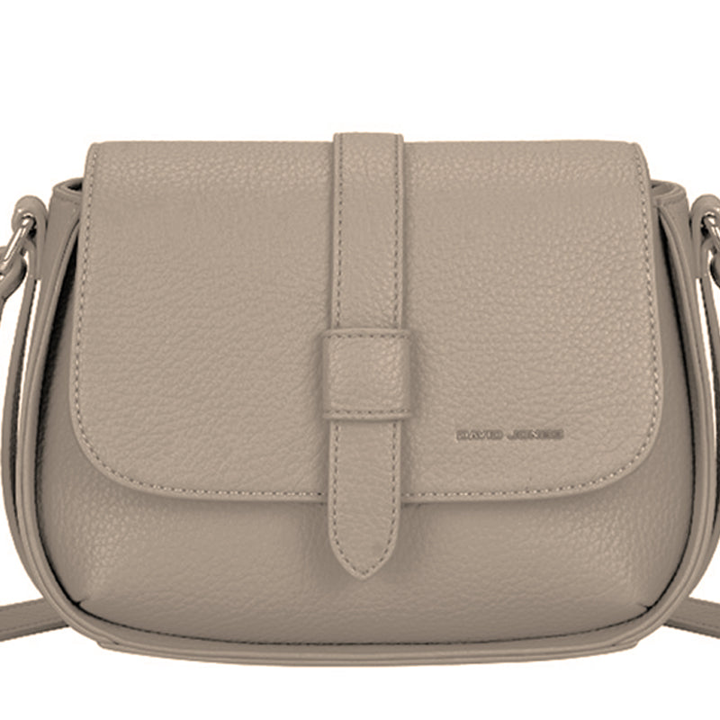 (a4) David Jones Taupe Faux Leather Crossbody Shoulder Bag