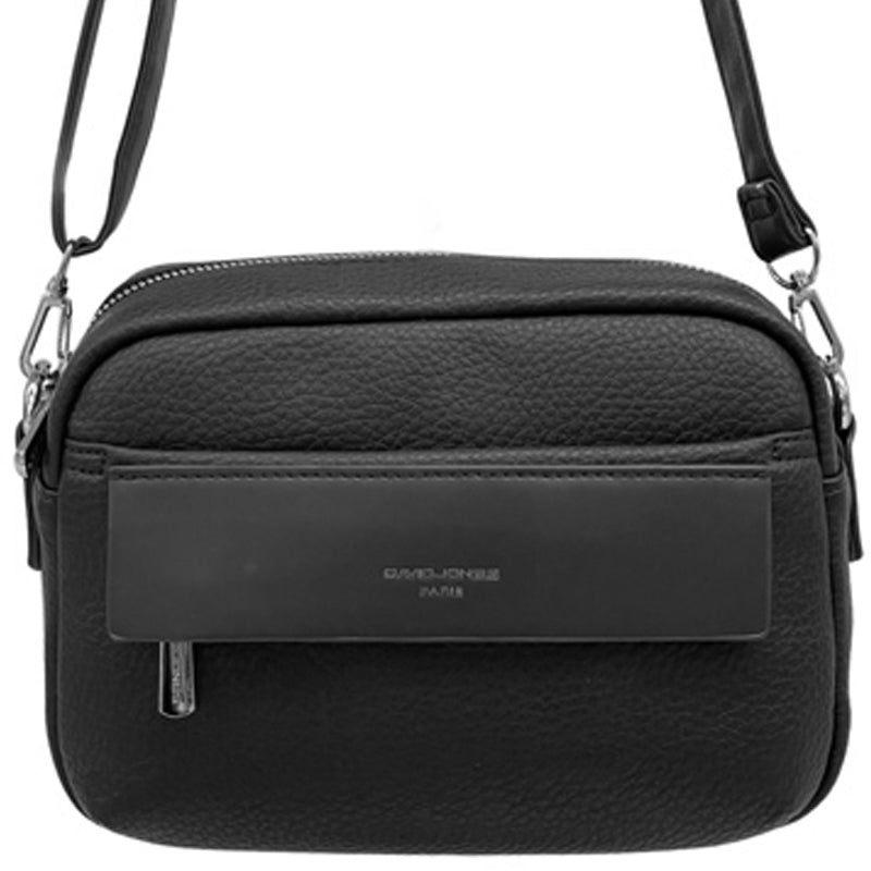 (a2) David Jones Black Faux Leather Crossbody Shoulder Bag