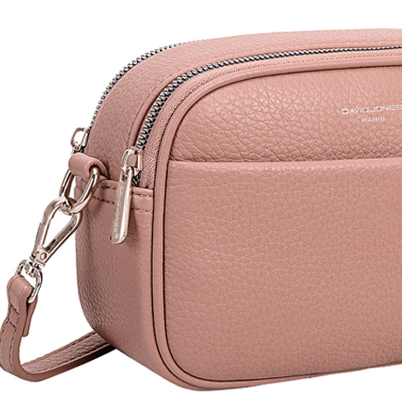 (a5) David Jones Pink Faux Leather Crossbody Shoulder Bag