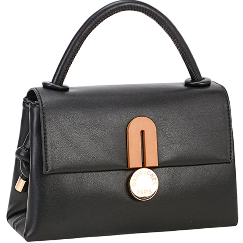 (a2) David Jones Black Faux Leather Grab Crossbody Shoulder Bag