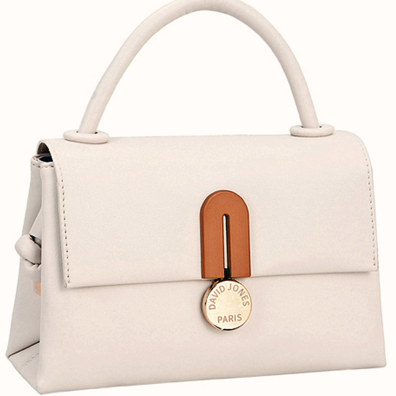 (a2) David Jones Creamy White Faux Leather Grab Crossbody Shoulder Bag