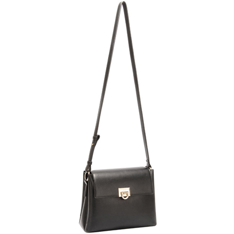 (a3) David Jones Black Faux Leather Crossbody Shoulder Bag