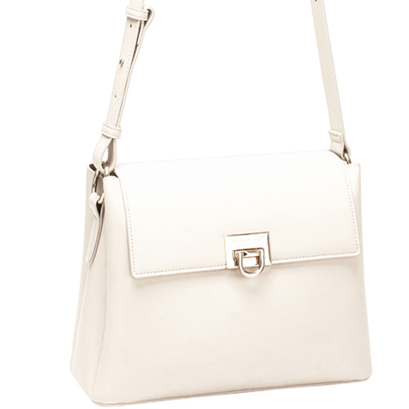 (a3) David Jones Cream Faux Leather Crossbody Shoulder Bag