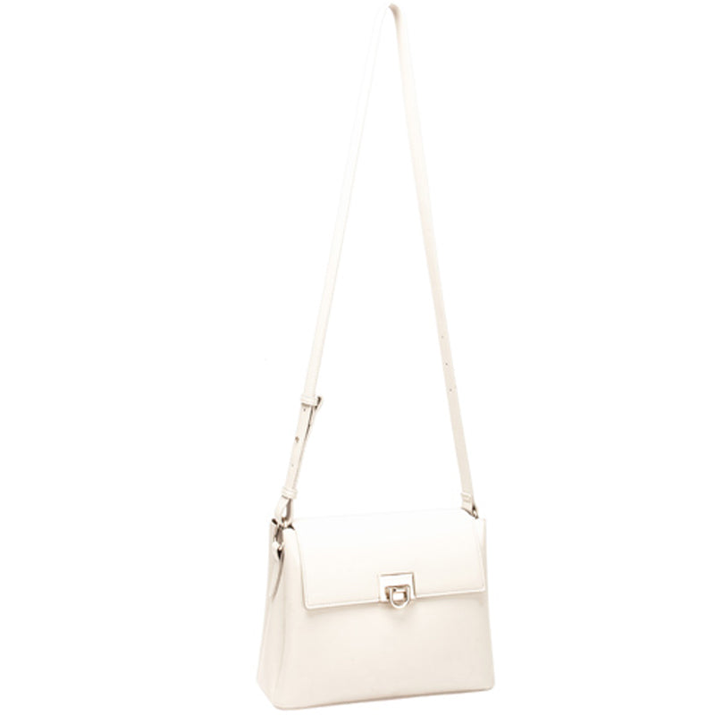 (a3) David Jones Cream Faux Leather Crossbody Shoulder Bag