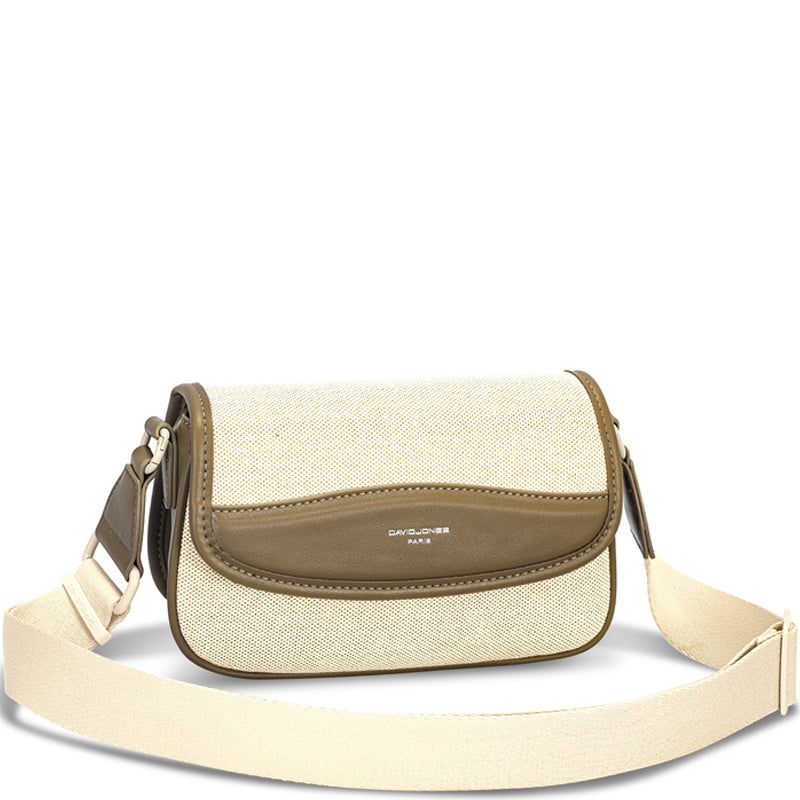 (a7) David Jones Khaki Faux Leather Crossbody Shoulder Bag