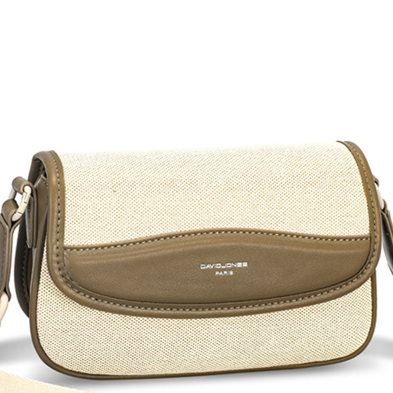 (a7) David Jones Khaki Faux Leather Crossbody Shoulder Bag