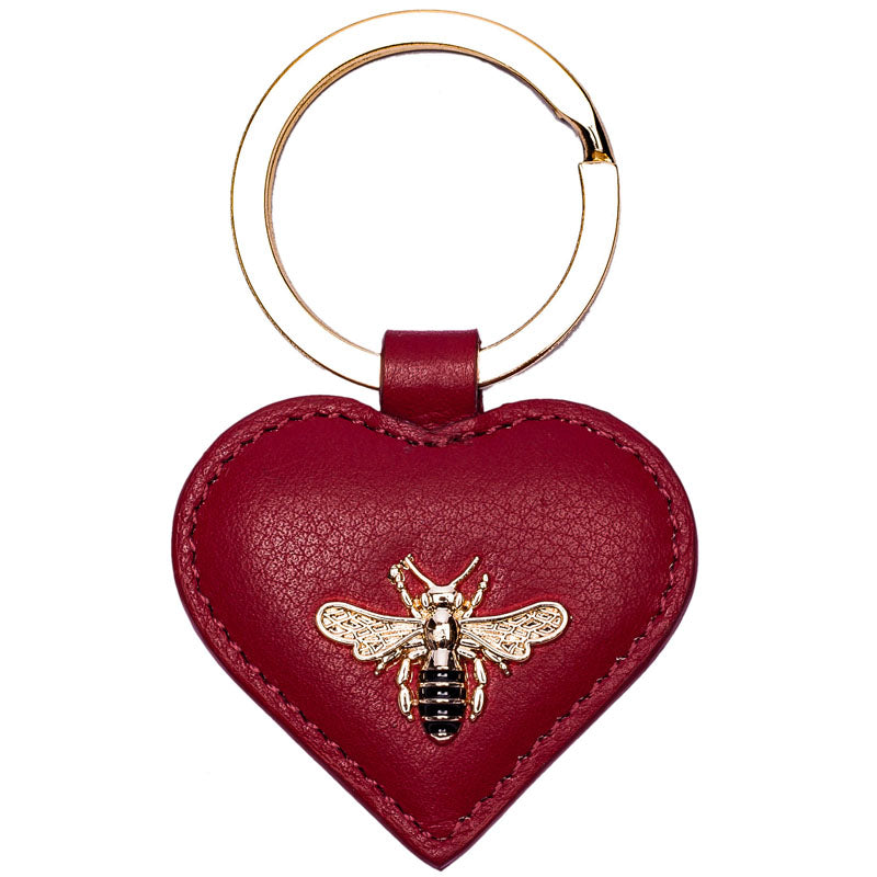 (a1) Mala Red Leather Bee Motif Keyring