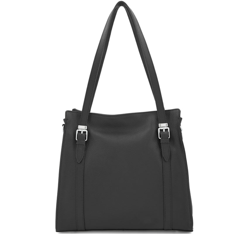 (1c) Your Bag Heaven Black Leather Crossbody Shoulder Tote Shopper Bag