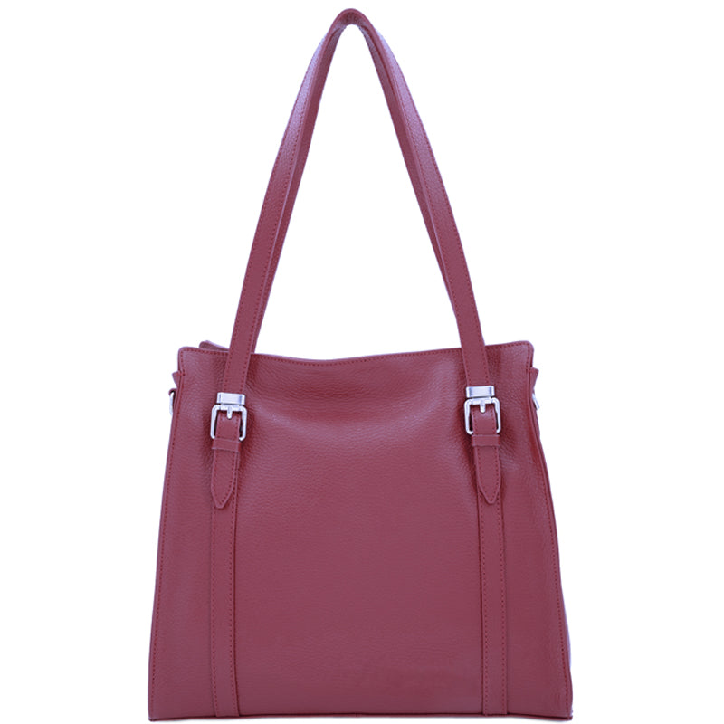 (1c) Your Bag Heaven Burgundy Leather Crossbody Shoulder Tote Shopper Bag