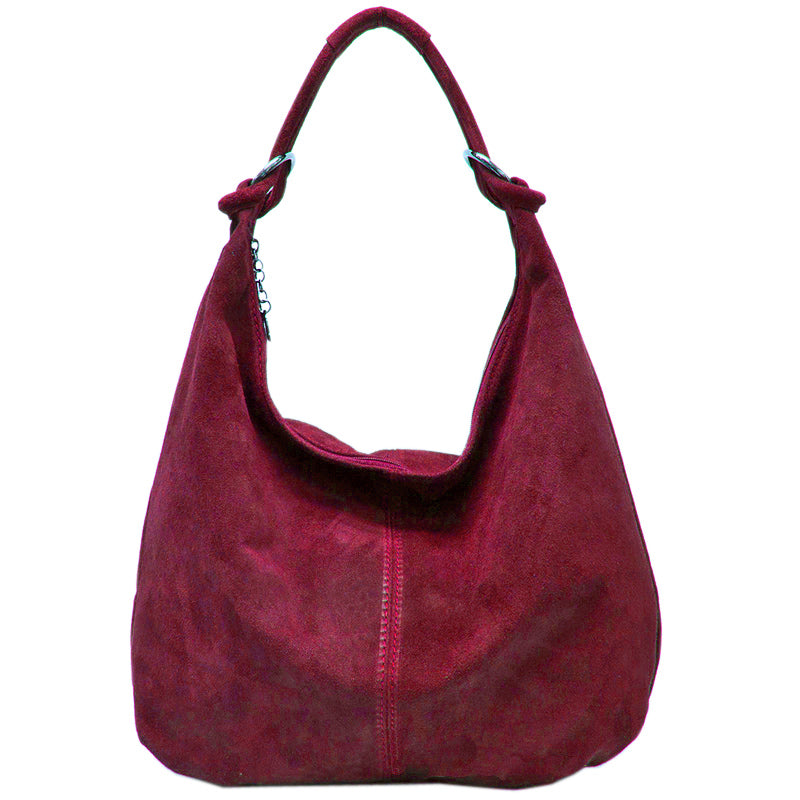 (1ac) Your Bag Heaven Burgundy Suede Shoulder Hobo Bag