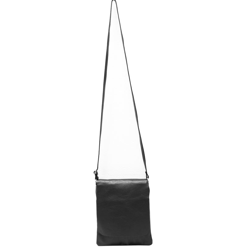 (1aq) Your Bag Heaven Metallic Black Leather Crossbody Shoulder Bag