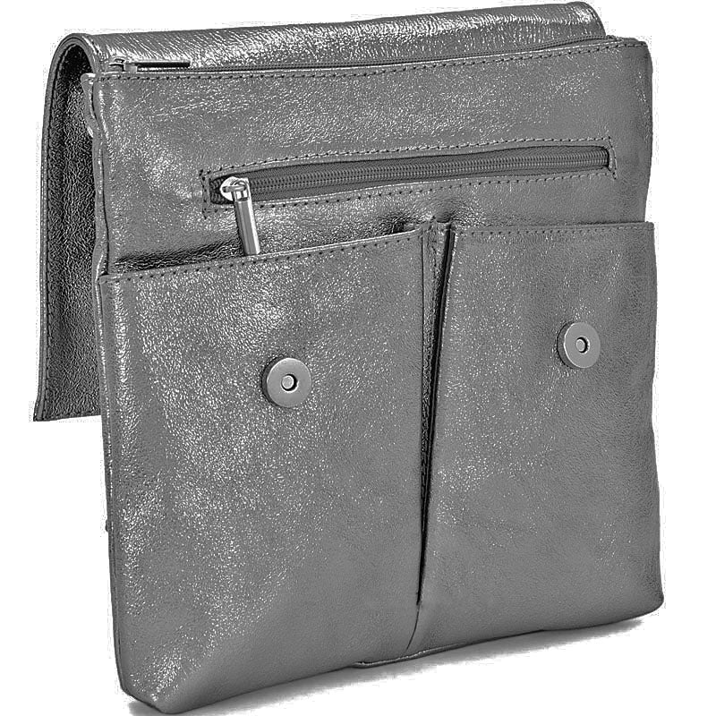 (1ae) Your Bag Heaven Matt Grey Leather Crossbody Shoulder Bag