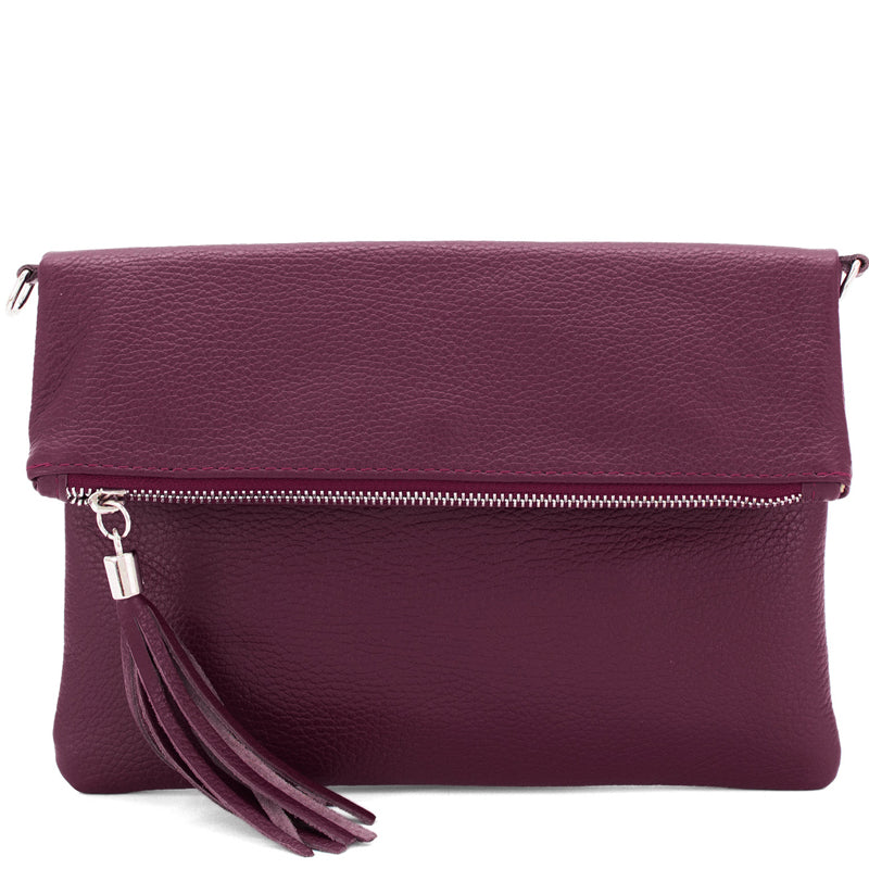 (1) Your Bag Heaven Burgundy Leather Clutch Crossbody Shoulder Bag