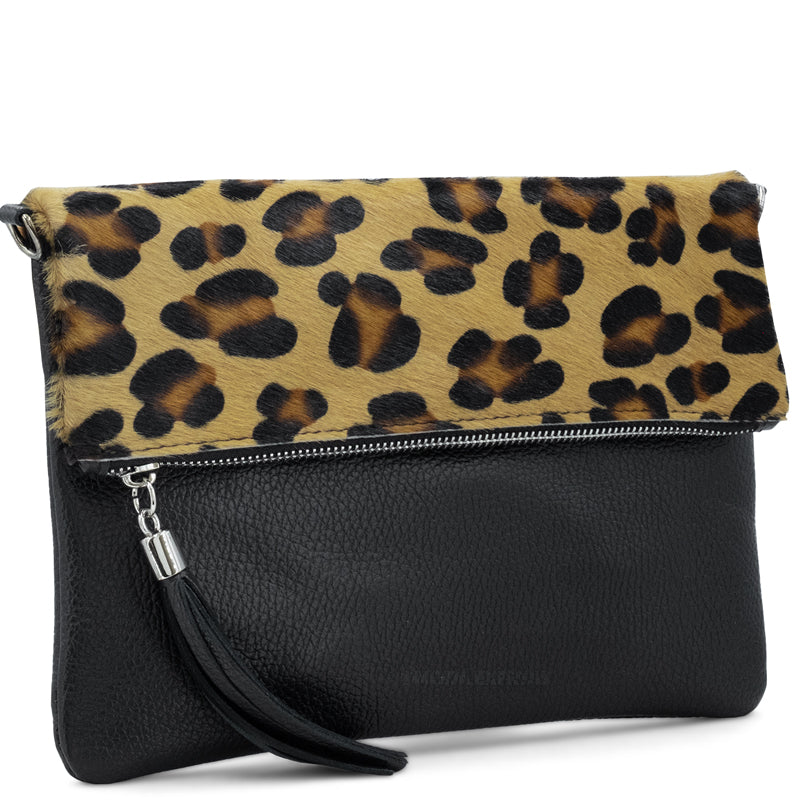 (1) Your Bag Heaven Black Leather Clutch Crossbody Shoulder Bag