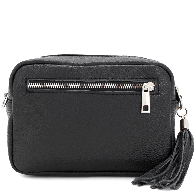 (1e) Your Bag Heaven Black Leather Crossbody Shoulder Bag