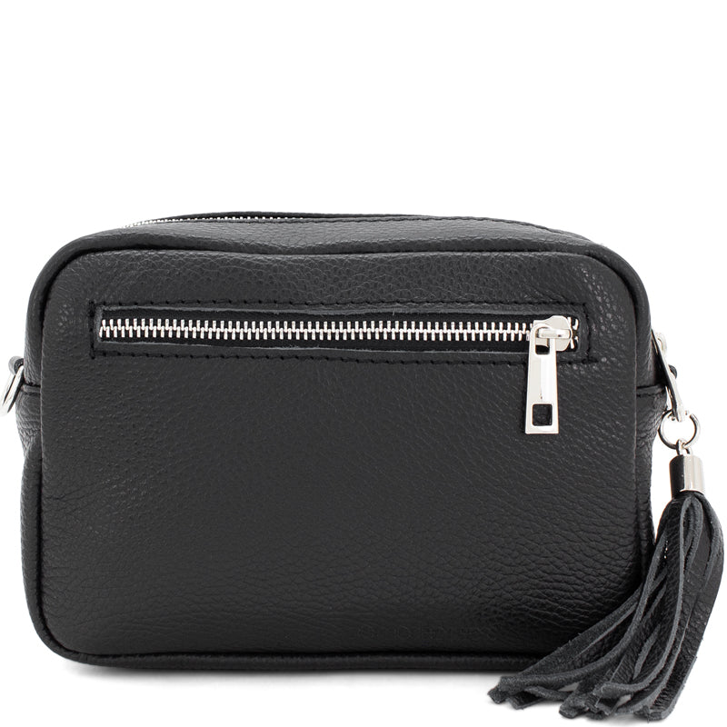 (1e) Your Bag Heaven Black Leather Crossbody Shoulder Bag