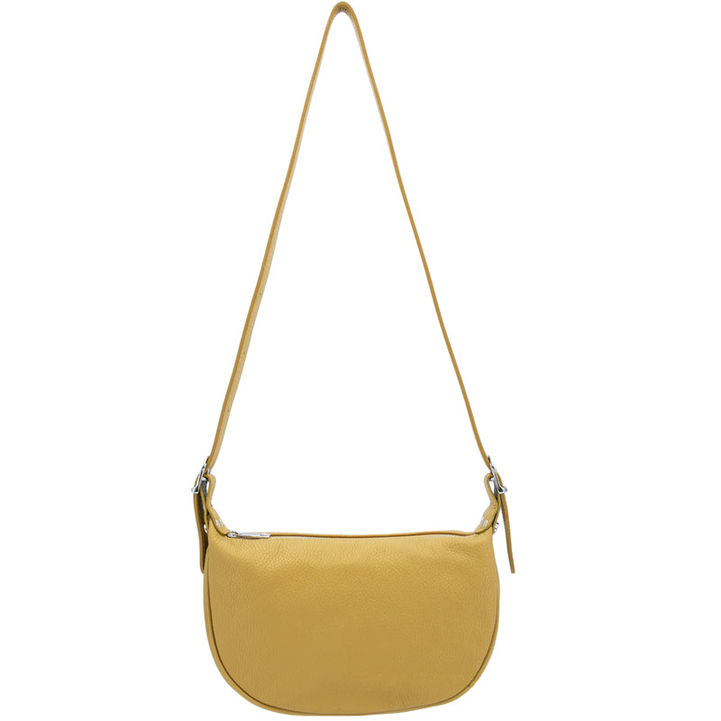 (1au) Your Bag Heaven Mustard Leather Crossbody Shoulder Bag