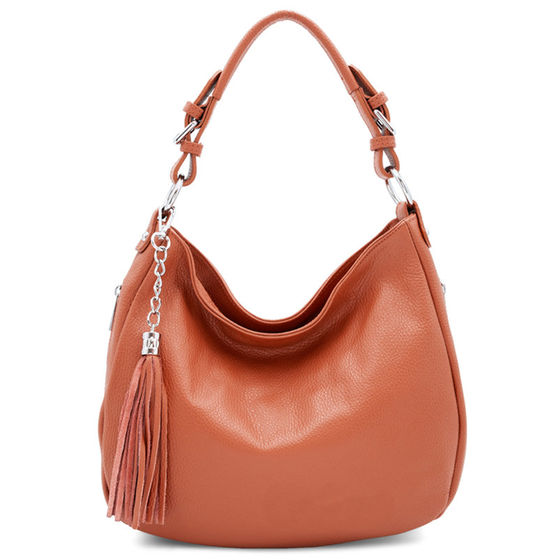 (1a) Your Bag Heaven Burnt Orange Leather Crossbody Shoulder Grab Bag