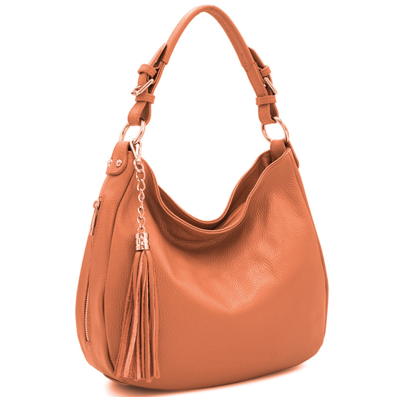 (1a) Your Bag Heaven Burnt Orange Leather Crossbody Shoulder Grab Bag